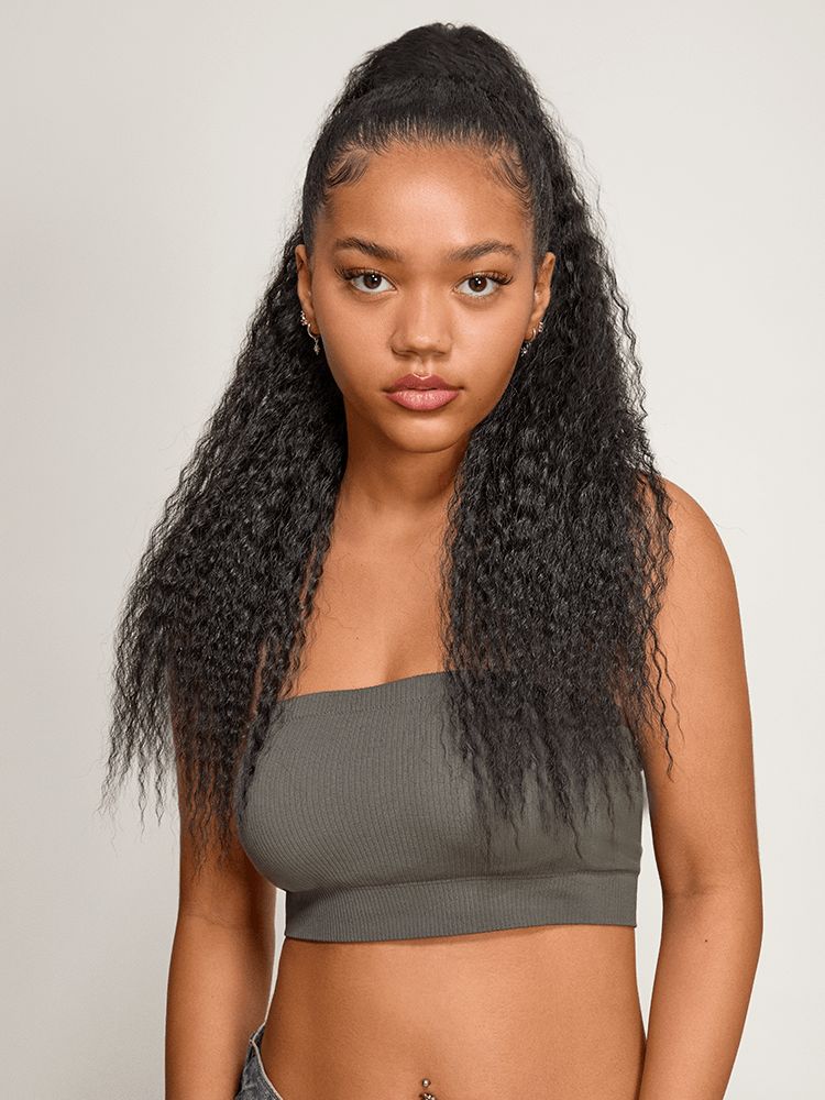 Frodio Ponypop Straight/Yaki Straight/Water Wave/Boho Curl Ponytail Human Hair Extensions-34