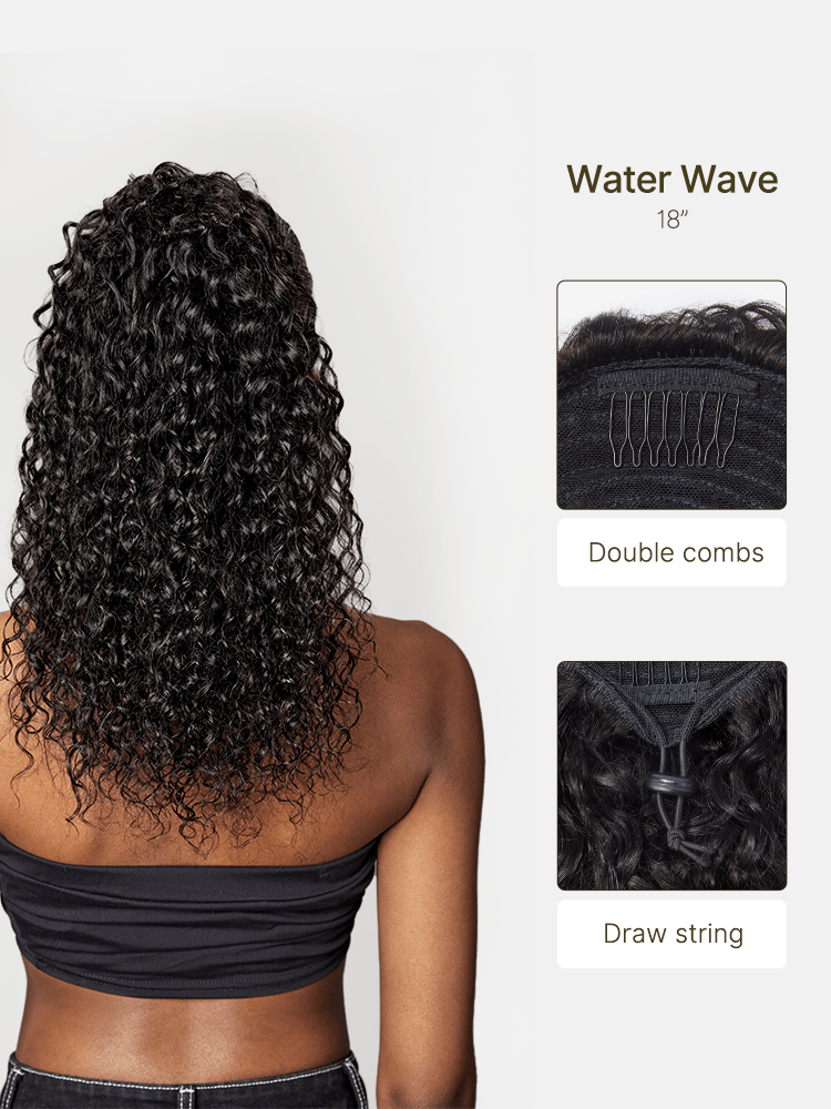 Frodio Ponypop Straight/Yaki Straight/Water Wave/Boho Curl Ponytail Human Hair Extensions-08