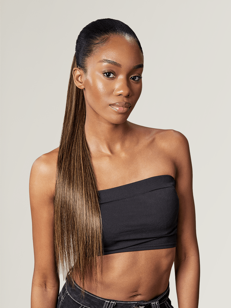 Frodio Ponypop Honey Blonde Highlight Straight Drawstring Ponytail Human Hair - JOY-01