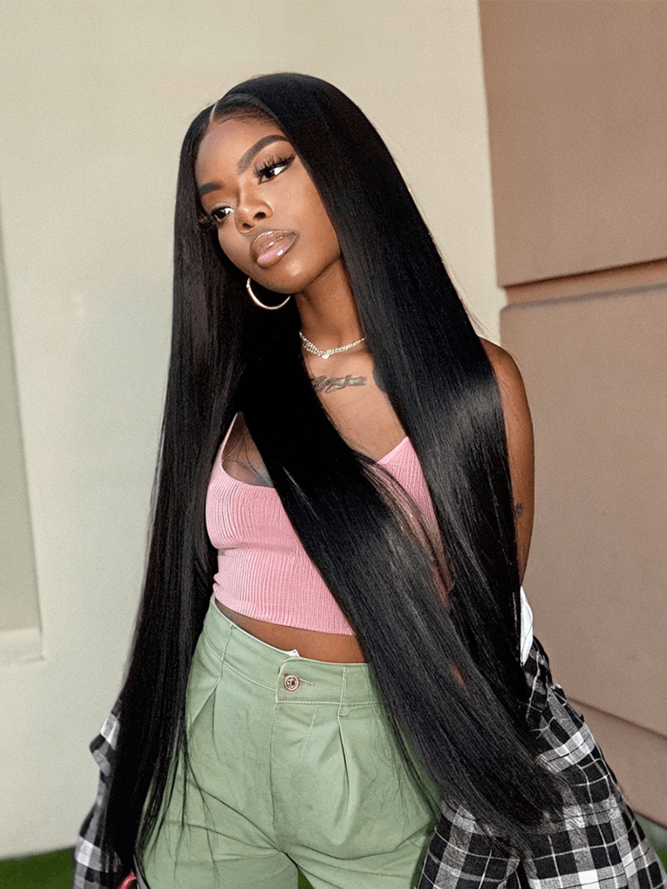 Frodio 100% Human Hair Silky Straight Glueless Flexfit Drawstring Wig Fits All Head Size-24