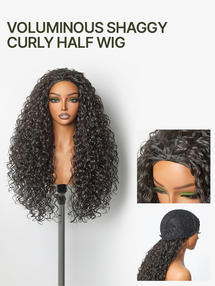 [Blend] Frodio 26" Veralux™ Blend Human Hair 3in1 Half Wig Ready To Wear Shaggy Waves Big Hair Curly Hair Wig-04