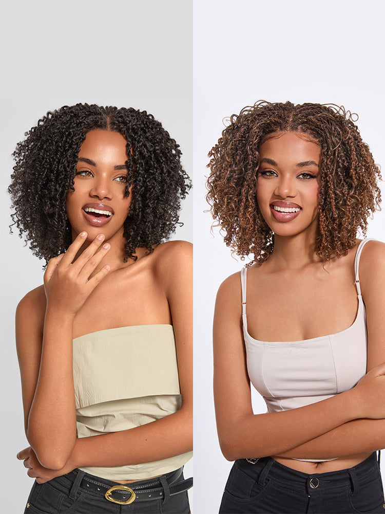 Frodio Veralux™ Fiber 12'' Synthetic Wig Micro Twist Curly Wigs 11X4 HD Lace Dreadlock Wig-08