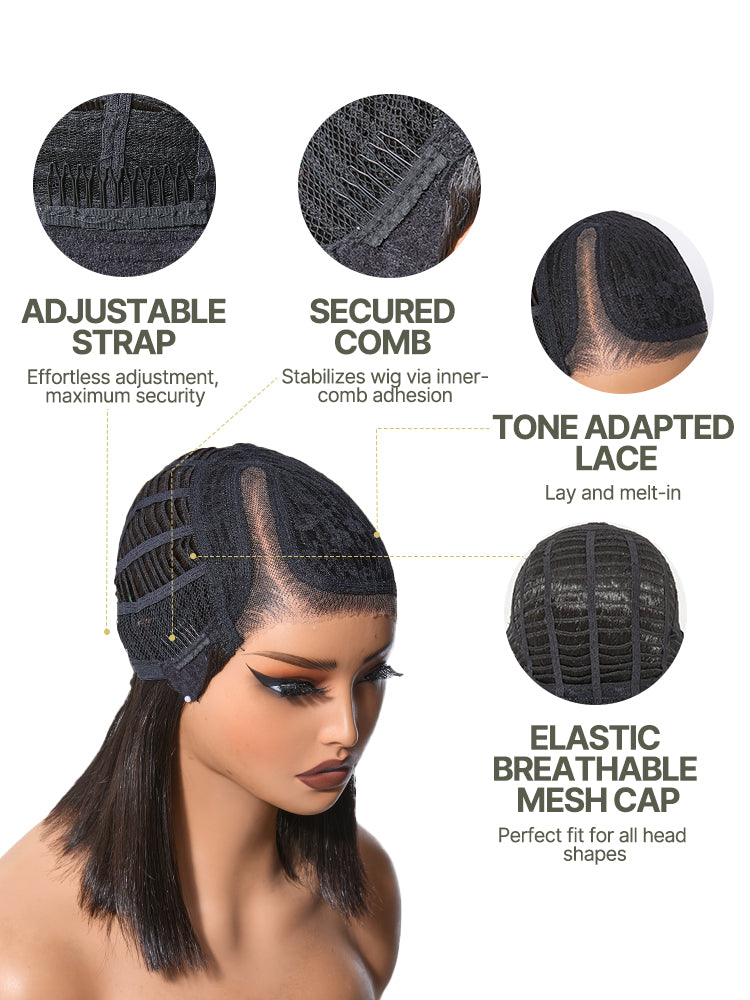 [Blend]Frodio Veralux™ Blend Human Hair Side Part Bob Wig Pre-Plucked Ready-to-Wear Glueless Wig-02