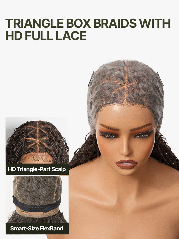 Frodio Veralux™ Fiber 30" Full Lace Boho Braid Synthetic Box Braid Wig – Grid-Part Top with Mixed Boho Curls-20