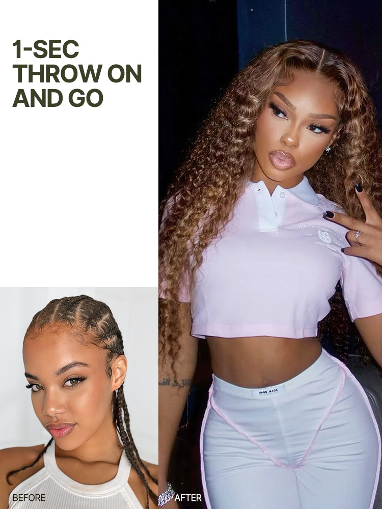 Frodio Veralux™ 13x6 HD Lace Wig Glueless Wear Go Wig 24” Golden Chestnut Curly Premium Fiber Wig – Full Density, Beginner Friendly-04