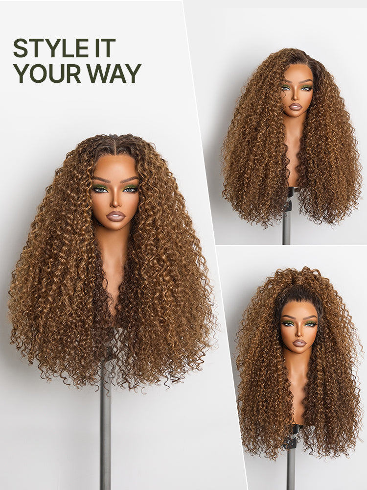 Frodio Veralux™ 13x6 HD Lace Wig Glueless Wear Go Wig 24” Golden Chestnut Curly Premium Fiber Wig – Full Density, Beginner Friendly-05