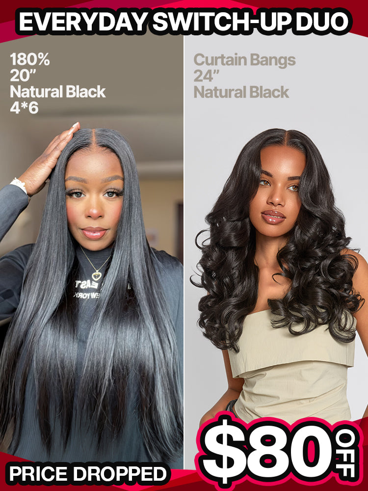[Black Friday] Everyday Switch-Up Duo: Silky Straight Flexfit Drawstring Wig & Curtain Bangs Loose Wave Wig-04