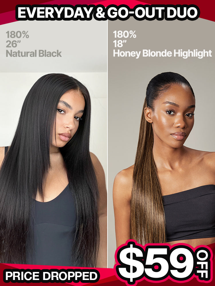 [Black Friday] Everyday & Go-Out Duo: Silky Straight Flexfit Drawstring Wig & Straight Wrap Around Ponytail-01