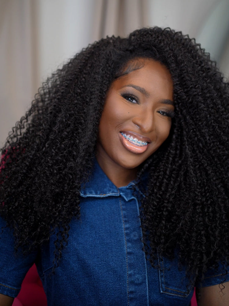 Frodio 20" Veralux™ Blend Human Hair 3in1 Half Wig Kinky Curly Hair Ready To Wear Big Hair Curly Hair Wig Natural Volume & Bounce-10