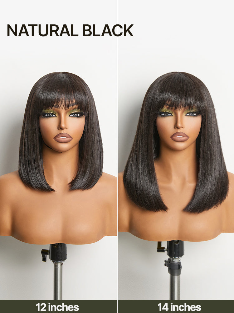 [Blend] Frodio Veralux™ Blend Human Hair Yaki Straight Bob Wig With Bangs – Ready To Wear-06