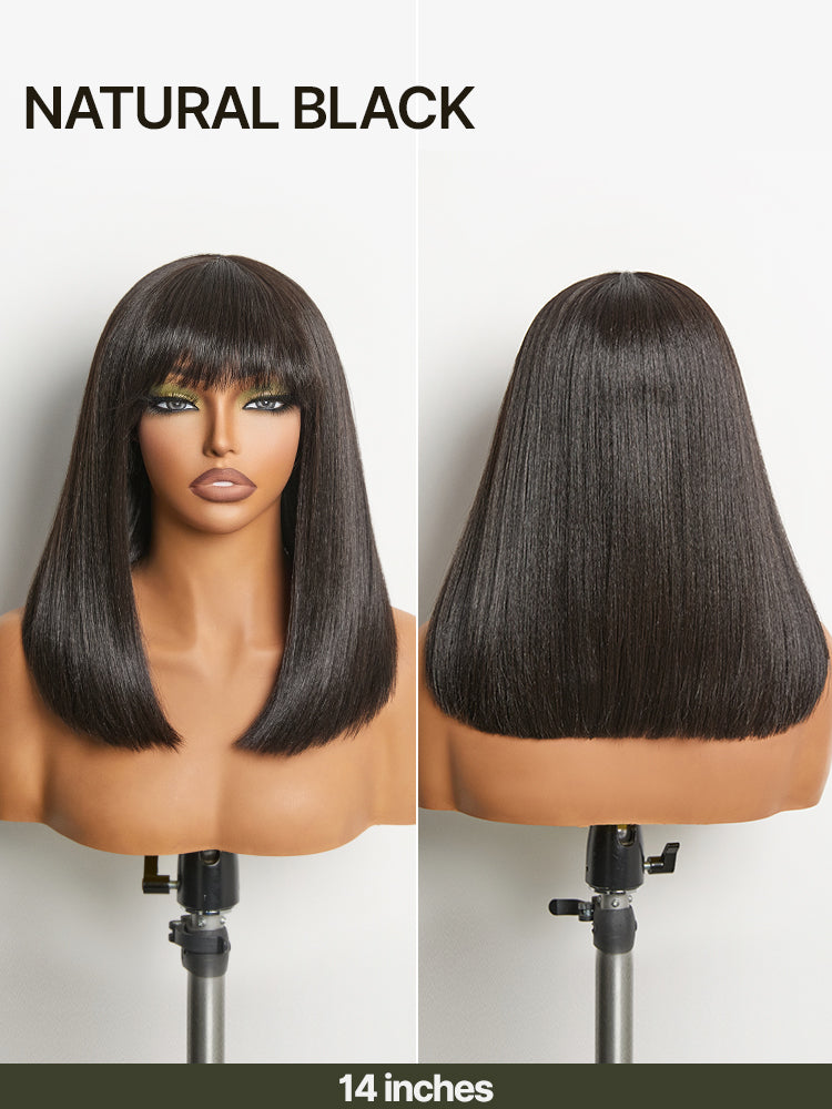 [Blend] Frodio Veralux™ Blend Human Hair Yaki Straight Bob Wig With Bangs – Ready To Wear-08
