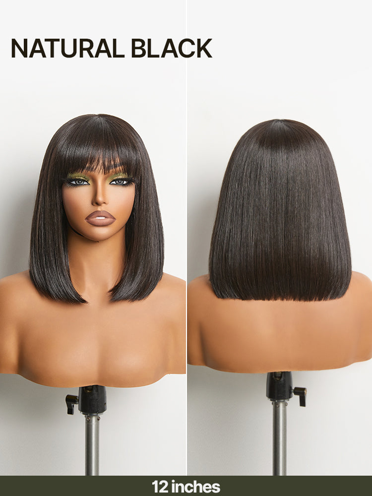 [Blend] Frodio Veralux™ Blend Human Hair Yaki Straight Bob Wig With Bangs – Ready To Wear-07