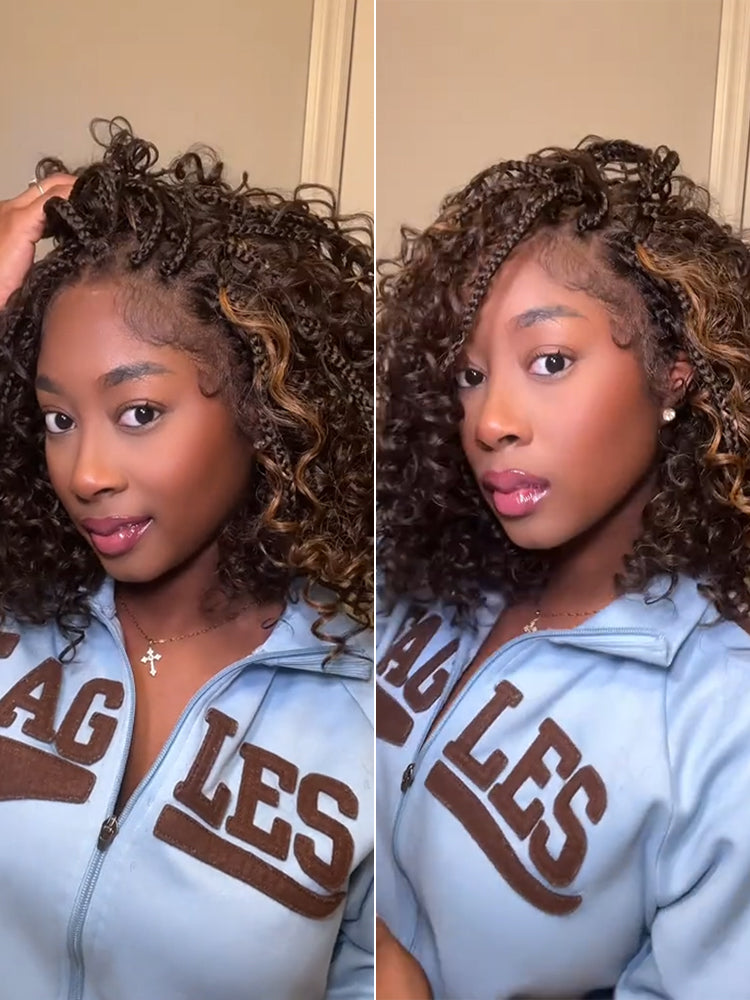 Frodio Veralux™ 13x6 HD Pre-Cut Lace Wig Glueless Wear & Go 12” Boho Braids Water Wave Wig – Premium Fiber, Beginner Friendly-15