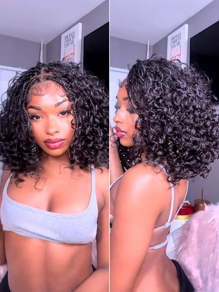 Frodio Veralux™ 13x6 HD Pre-Cut Lace Wig Glueless Wear & Go 12” Boho Braids Water Wave Wig – Premium Fiber, Beginner Friendly-16