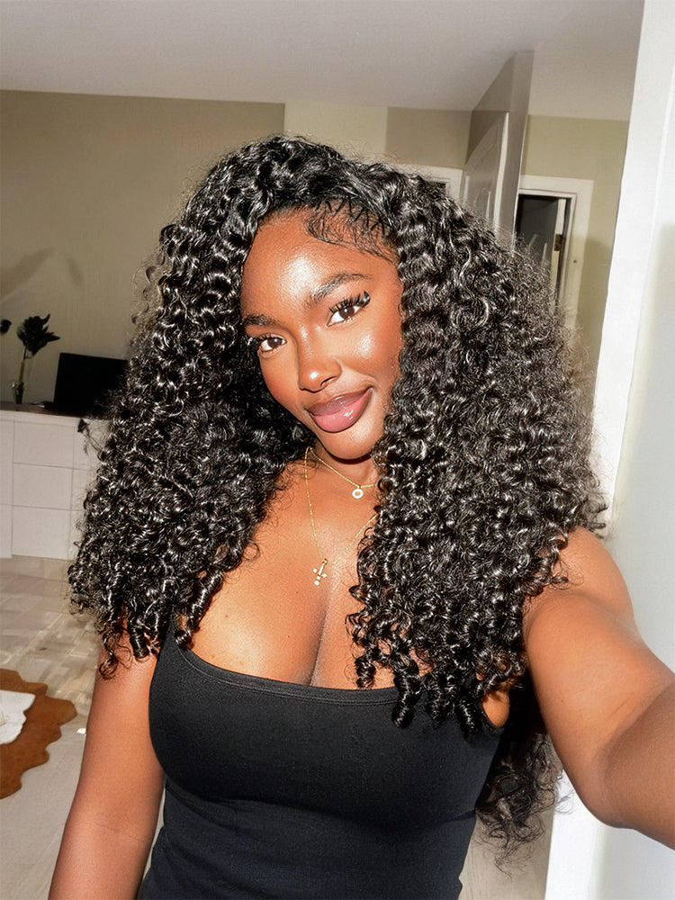 [Blend] Frodio Veralux™ Blend Human Hair 18" Burmese Curly 3-in-1 Half Wig — Spiral Ends Natural Volume-09