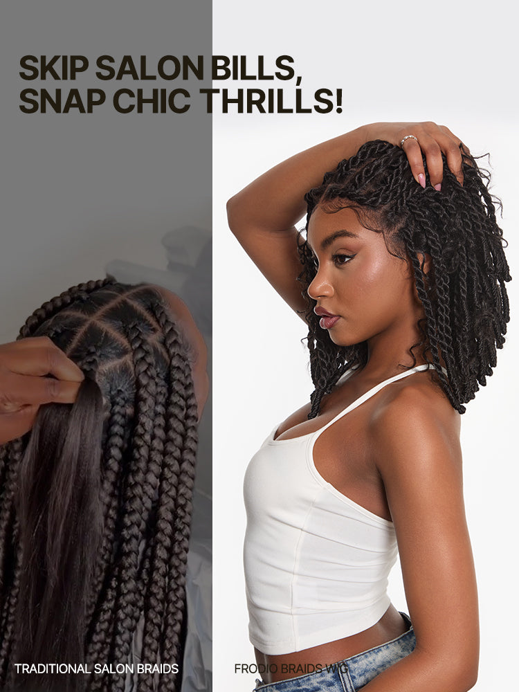 Frodio Veralux™ Fiber 13x5 Lace Front Boho Knot Twist Bob Wig Boho Locs Synthetic Wig Beginner Friendly-02