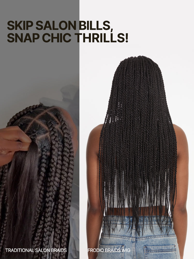 Frodio Veralux™ Synthetic Fiber 13x5 Lace Frontal Glueless Two-Strand Twist Braided Wig Beginner Friendly-13