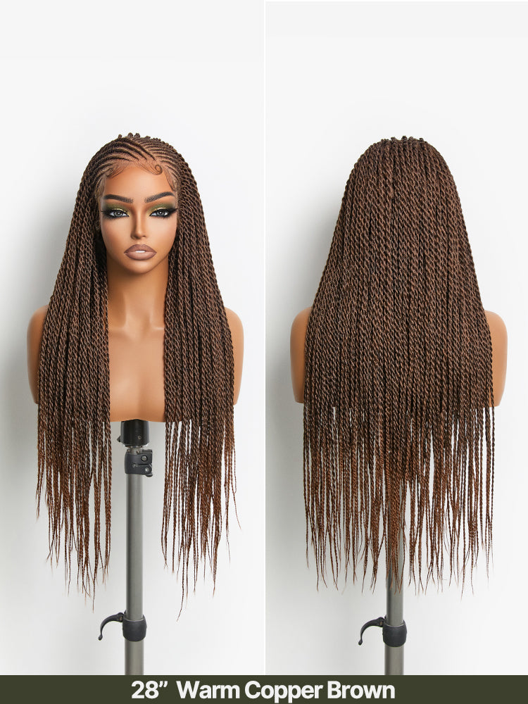 Frodio Veralux™ Synthetic Fiber 13x5 Lace Frontal Glueless Two-Strand Twist Braided Wig Beginner Friendly-23