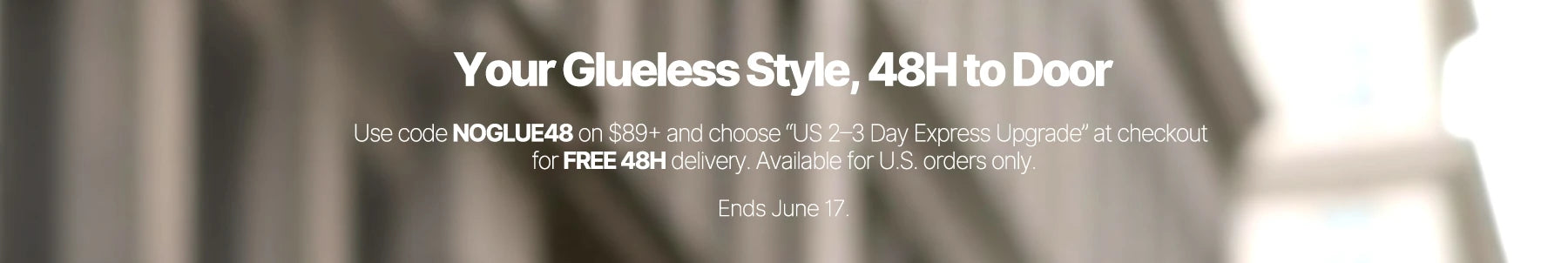 Promotional text for a delivery service with a blurred background