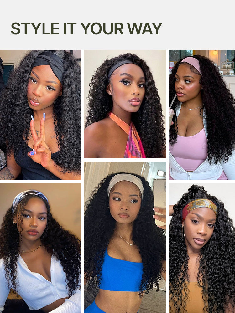 Frodio Veralux™ Fiber 22″ Deep Wave Glueless Headband Wig Big Hair Curly Hair Wig Natural Volume & Bounce-14
