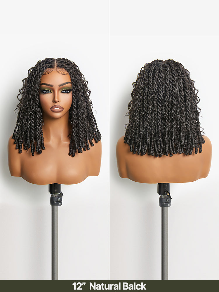 [Free Wigs Giveaway] Frodio Veralux™ Fiber Boho Knot Twist Bob Wig 13x5 Lace Front Wig Beginner Friendly-08