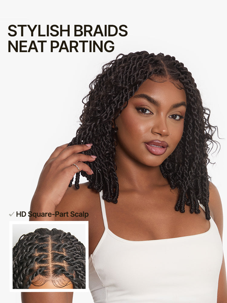 [Free Wigs Giveaway] Frodio Veralux™ Fiber Boho Knot Twist Bob Wig 13x5 Lace Front Wig Beginner Friendly-03