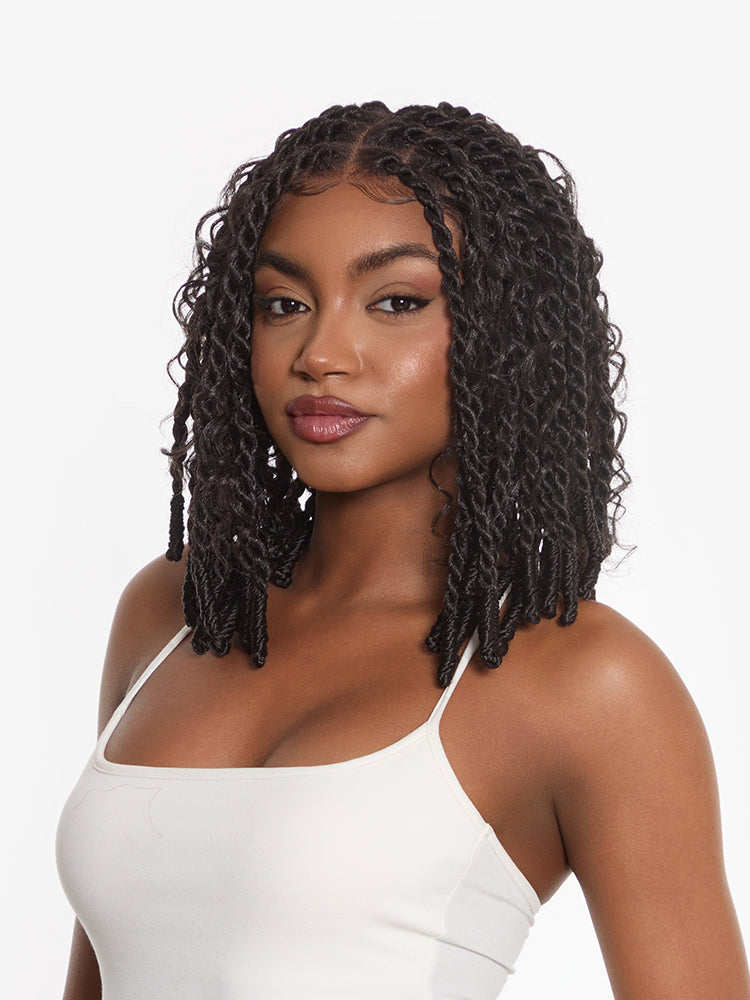 Frodio Veralux™ Fiber 13x5 Lace Front Boho Knot Twist Bob Wig Boho Locs Synthetic Wig Beginner Friendly-19