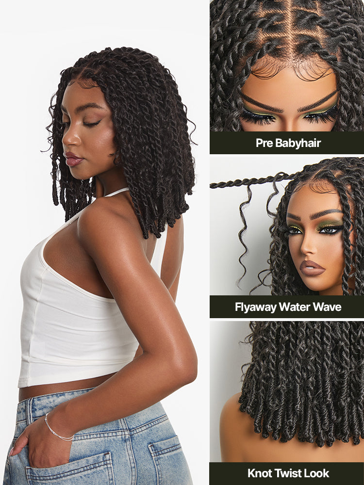 [Free Wigs Giveaway] Frodio Veralux™ Fiber Boho Knot Twist Bob Wig 13x5 Lace Front Wig Beginner Friendly-04
