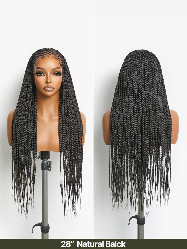 Frodio Veralux™ 13x5 Pre-Cut Lace Front Glueless Two-Strand Twist Braided Wig – Synthetic, Beginner Friendly-34