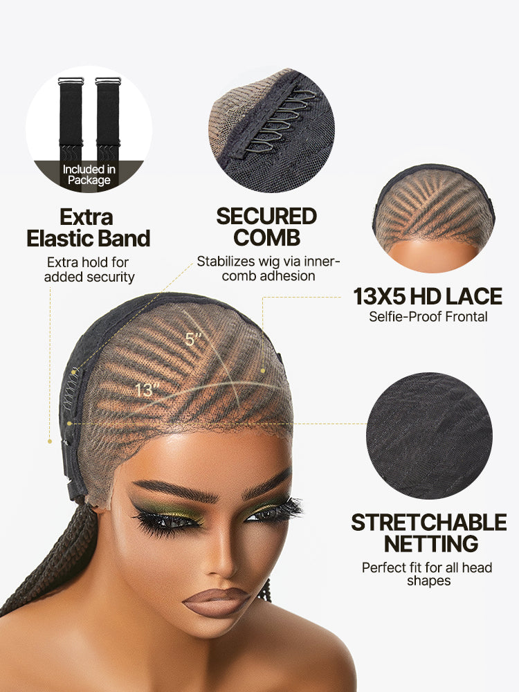 Frodio Veralux™ 13x5 Pre-Cut Lace Front Glueless Two-Strand Twist Braided Wig – Synthetic, Beginner Friendly-29