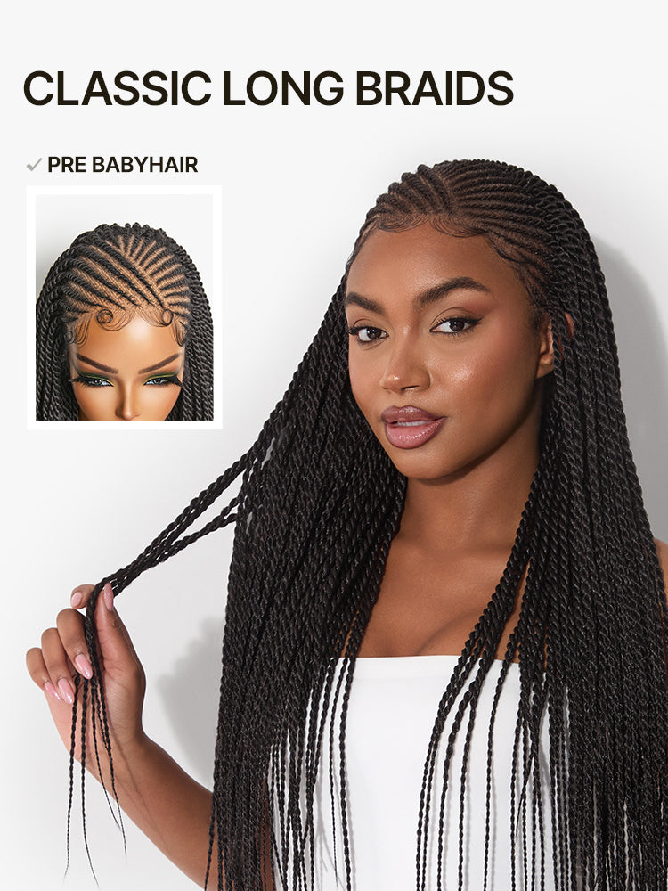 Frodio Veralux™ 13x5 Pre-Cut Lace Front Glueless Two-Strand Twist Braided Wig – Synthetic, Beginner Friendly-28