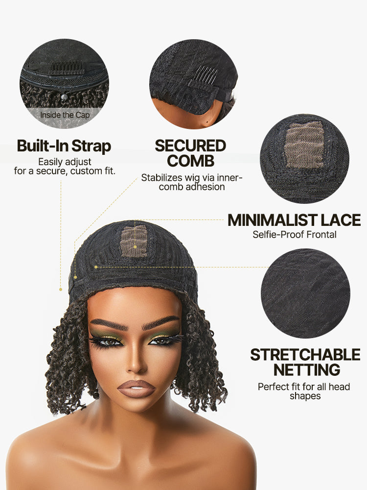 Frodio Veralux™ Wear and Go Micro Twist Synthetic Wig with Bangs Short Braided Glueless Wig Beginner Friendly-13