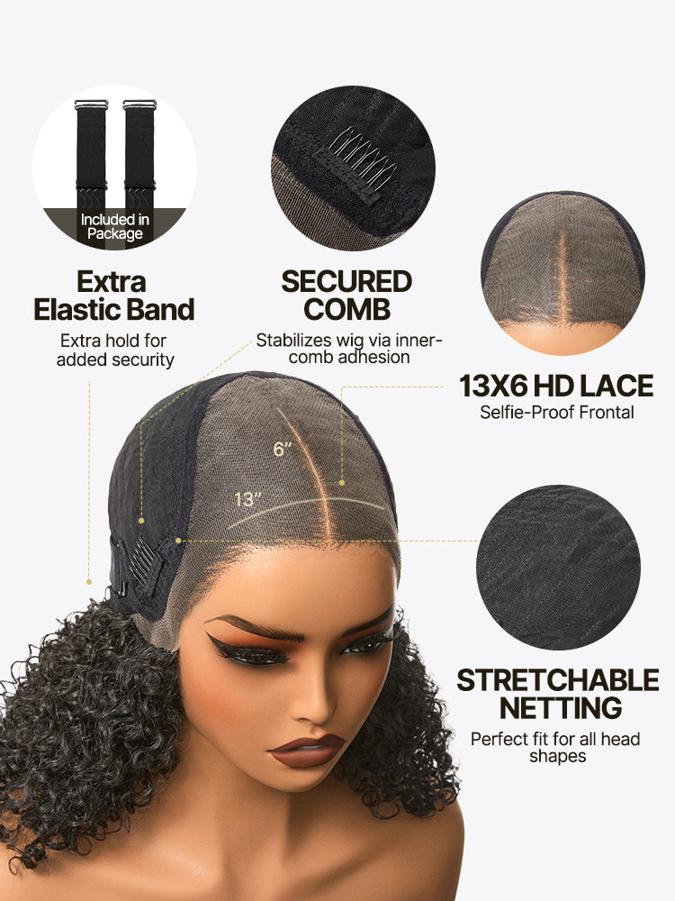 [Blend] Frodio Veralux™ Blend 12'' Jerry Curly Glueless Wear & Go Wig 13×6 Frontal Lace-13