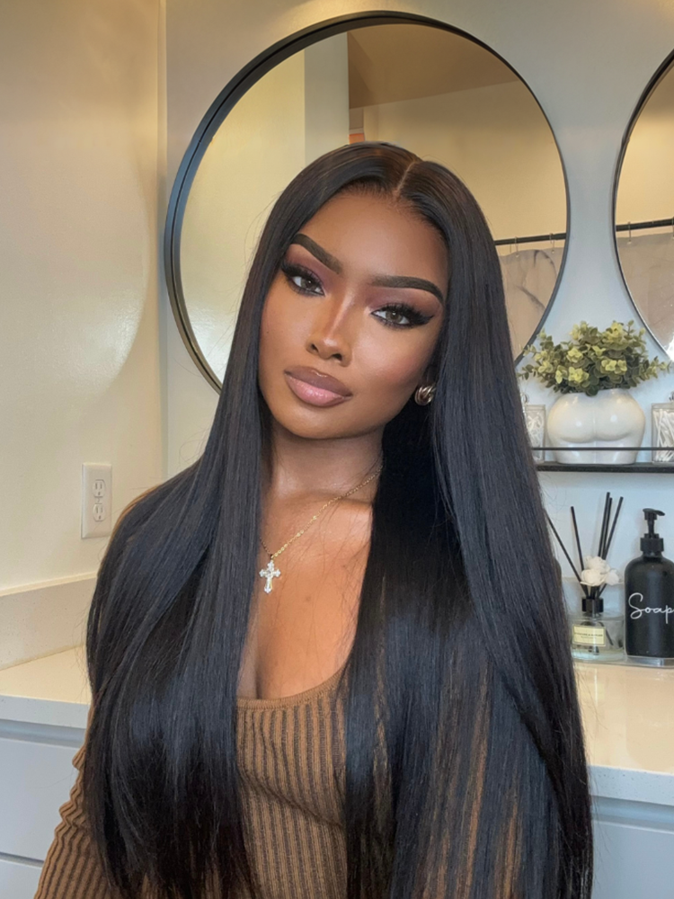 Frodio 100% Human Hair Silky Straight Glueless Flexfit Drawstring Wig Fits All Head Size Pre-Cut Lace Wig-03