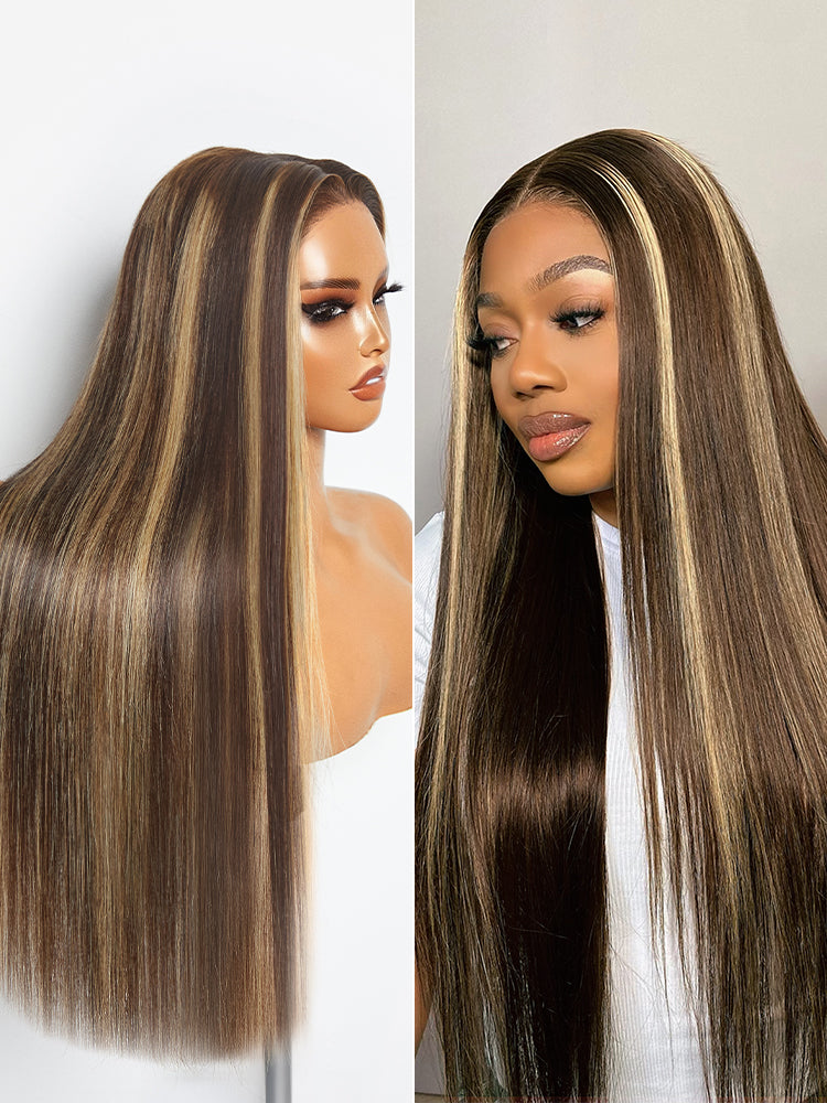 Frodio 100% Human Hair Silky Straight Glueless Flexfit Drawstring Wig Fits All Head Size Pre-Cut Lace Wig-07