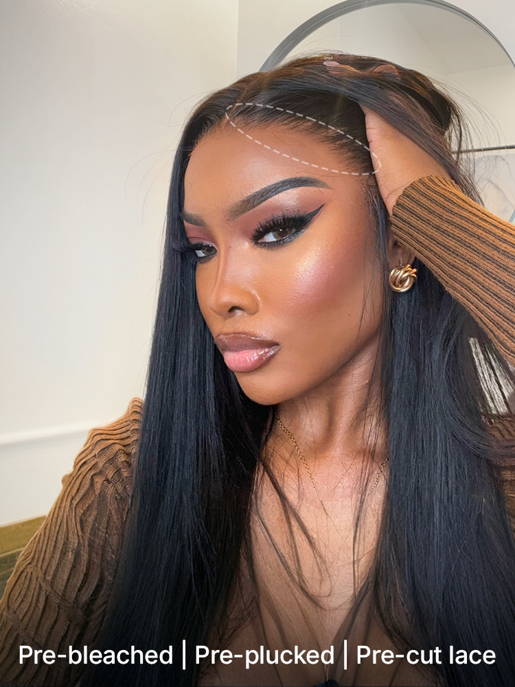 [Not For Sale] 100% Human Hair Silky Straight Glueless Flexfit Drawstring Wig Fits All Head Size Pre-Cut Lace Wig-09