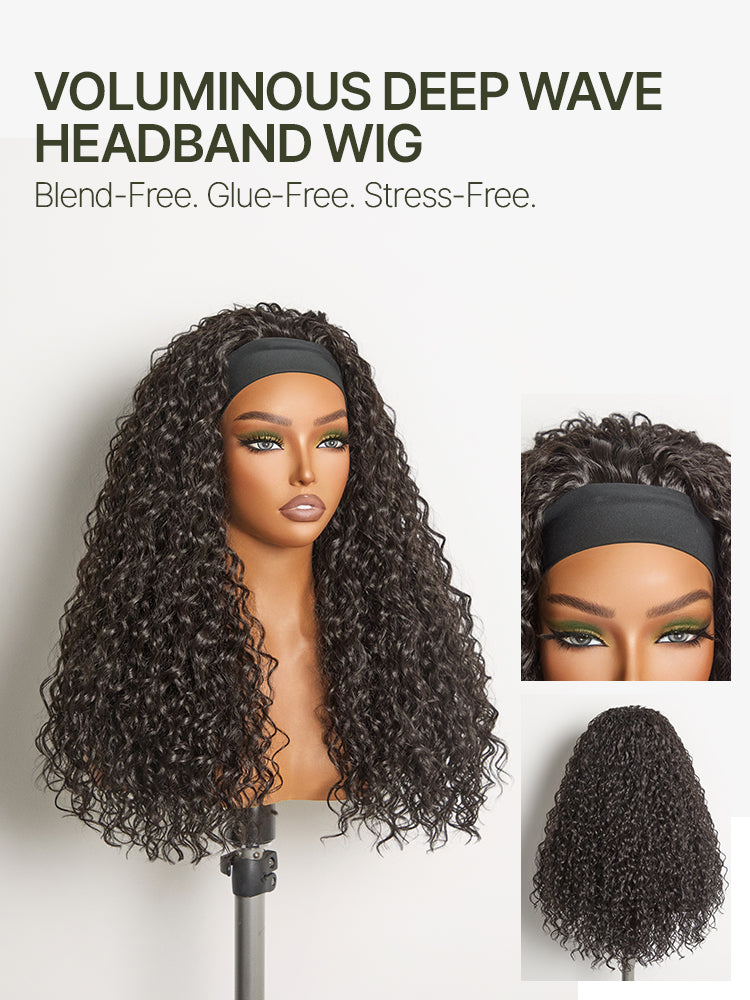 Frodio Veralux™ Fiber 22″ Deep Wave Glueless Headband Wig Big Hair Curly Hair Wig Natural Volume & Bounce-18