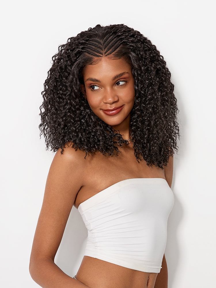 [Free Wigs Giveaway] Frodio Veralux™ Fiber Cornrow Top Braided Wig 13x6 Lace Front Natural Black Wig Pre-Cut-01