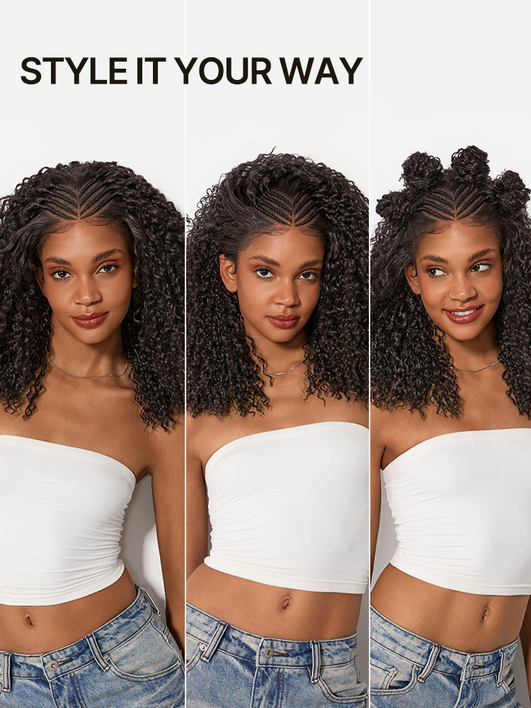 [Free Wigs Giveaway] Frodio Veralux™ Fiber Cornrow Top Braided Wig 13x6 Lace Front Natural Black Wig Pre-Cut-04