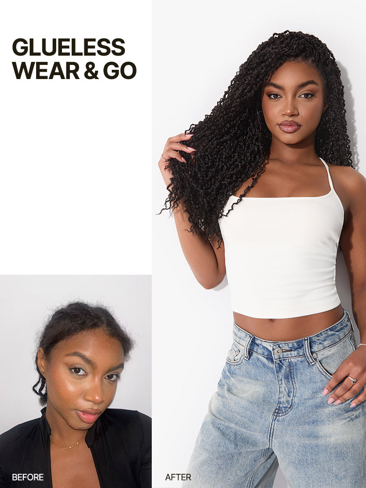 Frodio Veralux™ Boho Twist Curly 13x6 Ear-to-Ear Pre-Cut Lace Front 24" Wig Glueless Ready to Wear-15