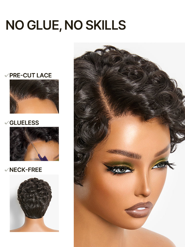 Frodio Veralux™ Short Curly Pixie Wig for Women Natural Black Layered Synthetic Wig-02
