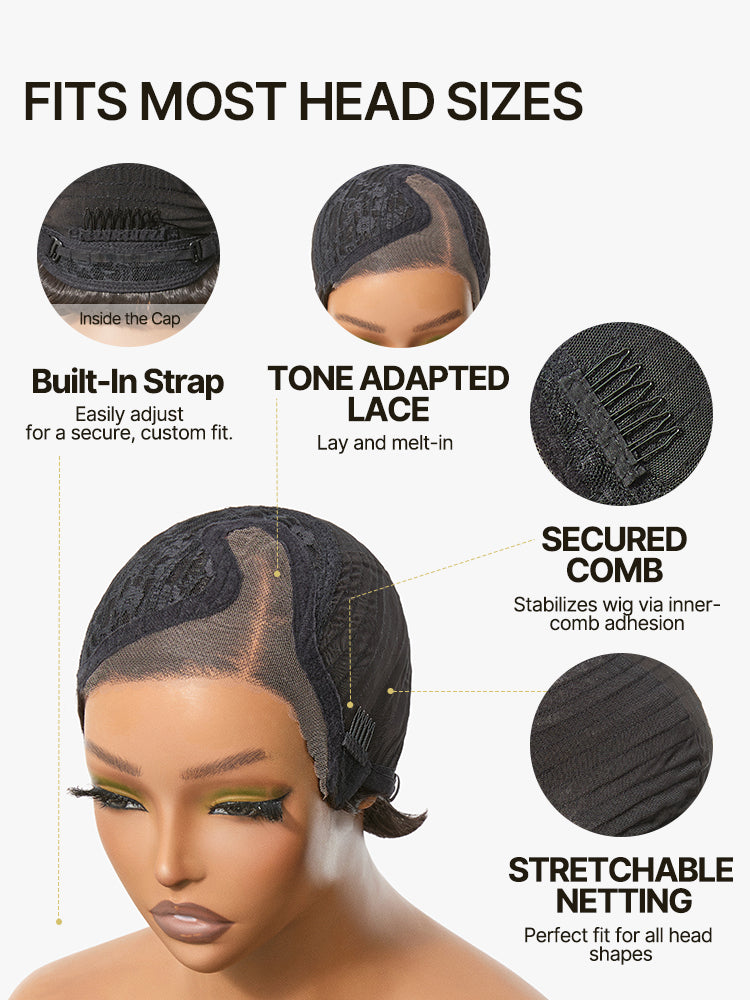 Frodio Veralux™ Short Curly Pixie Wig for Women Natural Black Layered Synthetic Wig-06