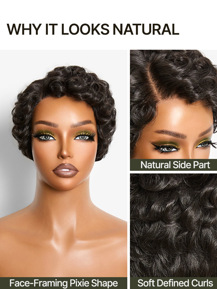 Frodio Veralux™ Short Curly Pixie Wig for Women Natural Black Layered Synthetic Wig-04