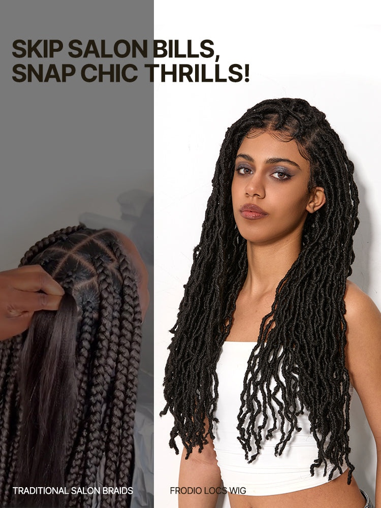 [Free Wigs Giveaway] Frodio Veralux™ Fiber Faux Locs Braided Wig 13x5 Frontal Lace Wig with Baby Hair Natural Black-03