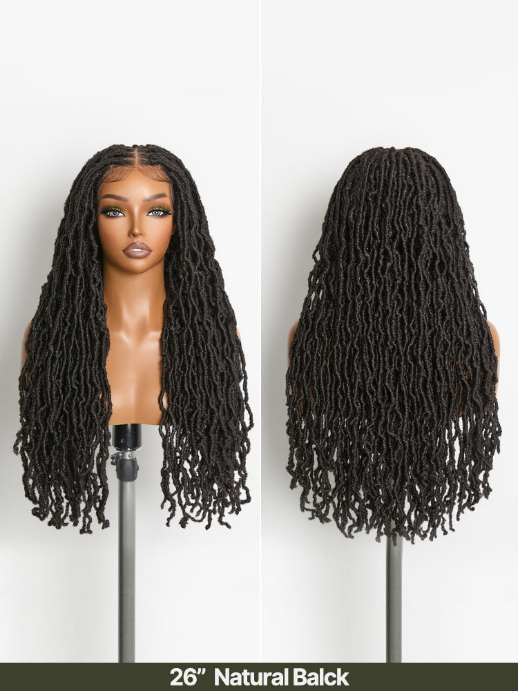 [Free Wigs Giveaway] Frodio Veralux™ Fiber Faux Locs Braided Wig 13x5 Frontal Lace Wig with Baby Hair Natural Black-08