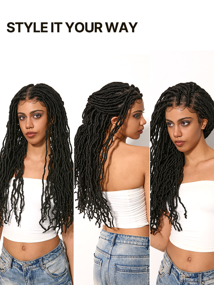 [Free Wigs Giveaway] Frodio Veralux™ Fiber Faux Locs Braided Wig 13x5 Frontal Lace Wig with Baby Hair Natural Black-04