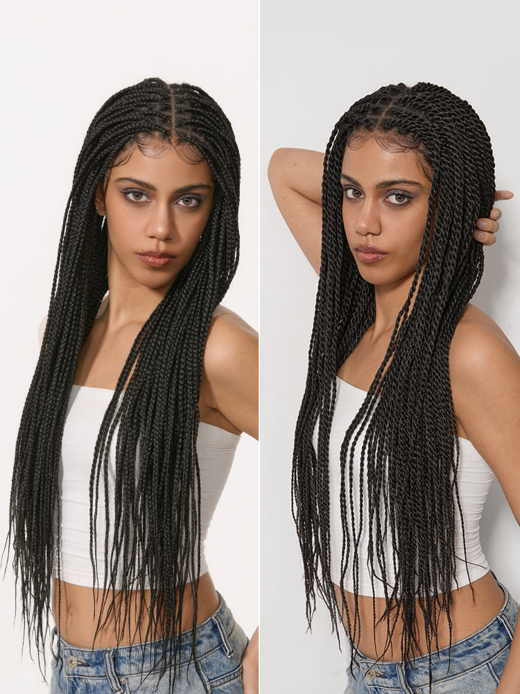 Frodio Veralux™ Fiber Full Lace Braided Wig with 3-Strand Braids and 2-Strand Twists-01