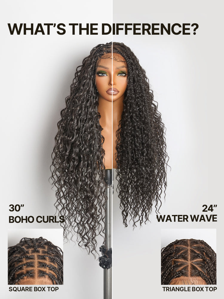 Frodio Veralux™ Fiber Full Lace Boho Braids Synthetic Box Braid Wig – Grid-Part Top with Mixed Boho Curls-04