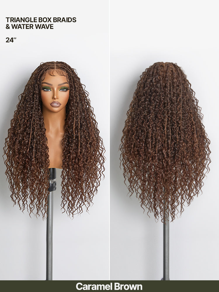 Frodio Veralux™ Fiber Full Lace Boho Braids Synthetic Box Braid Wig – Grid-Part Top with Mixed Boho Curls-18