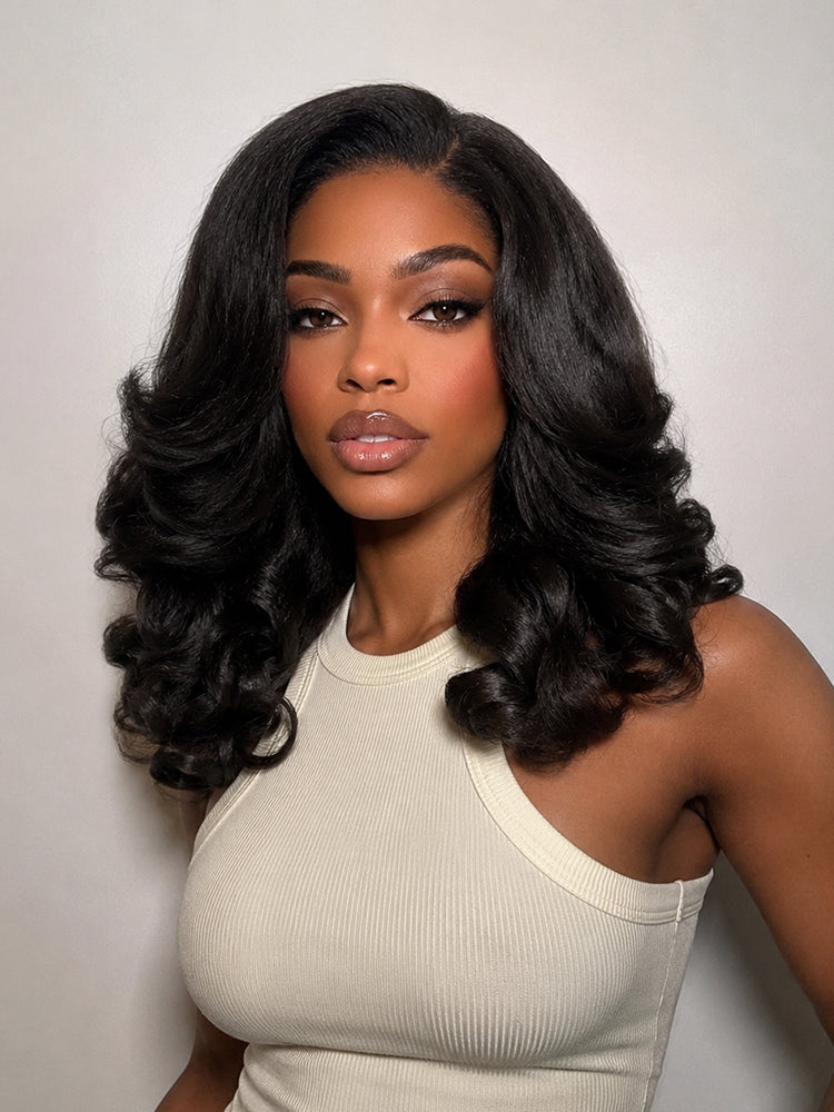 Frodio Veralux™ Blend Human Hair Body Wave Wig Yaki Loose Minimal Lace Glueless Wear and Go Beginner Friendly-01